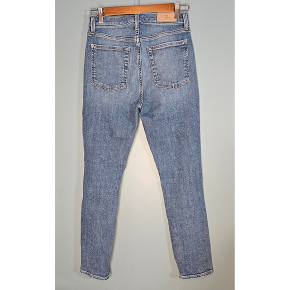 7 for All Man Kind Mankind High Waist Ankle Skinny Distressed Jeans Women 27 - Picture 3 of 10